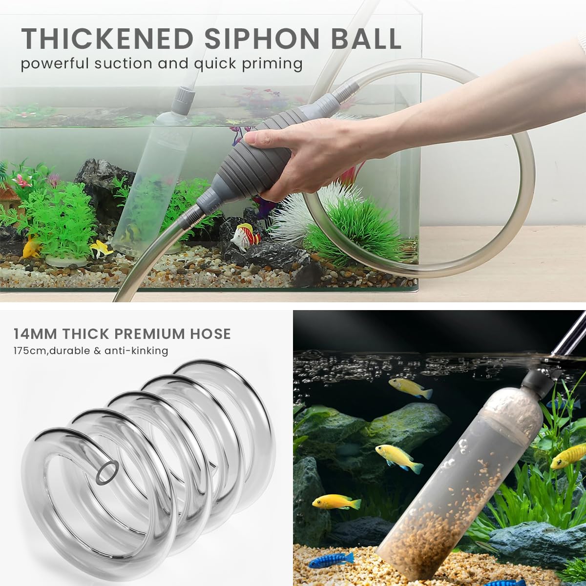 Qpets 3M Manual Fish Tank Cleaner, Fish Tank Siphon and Gravel Cleaner A Hand Syphon Pump to Drain Aquarium Cleaning Tool Gravel Cleaner Aquarium Siphon Pipe Qpets 3M Manual Fish Tank Cleaner, Fish Tank Siphon and Gravel Cleaner A Hand Syphon Pump to Drain Aquarium Cleaning Tool Gravel Cleaner Aquarium Siphon Pipe